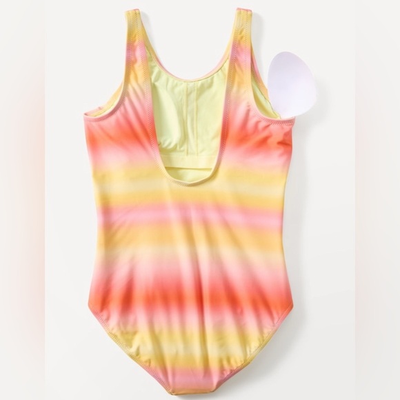 NWT Athleta Girl Scoop One Piece Aura Ombre Yellow Swimsuit Size XL/14 - Picture 4 of 7